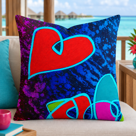 Colorful Maldives villa, closer/larger - Happy 5 (18" art as 22")