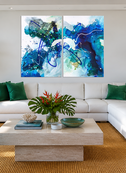 "Colors of the Sea 2" Original Modern Abstract Painting