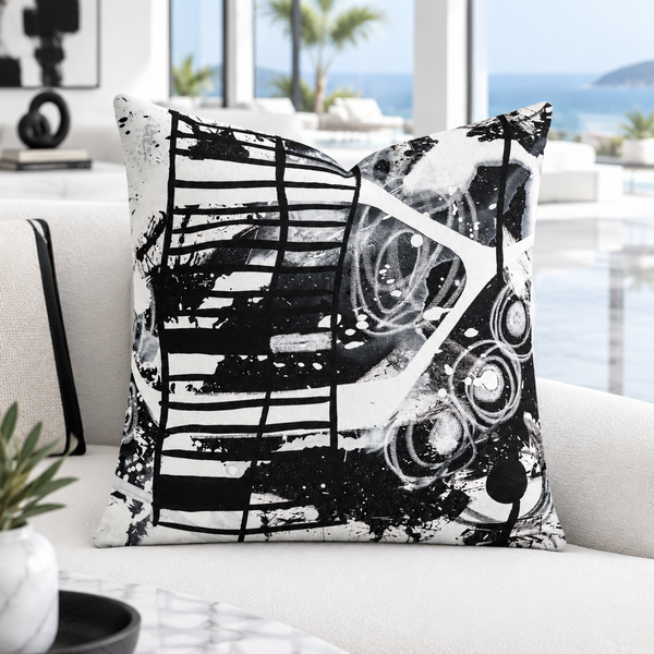 Cool-white marble resort villa with matching accents - Modern Black & White