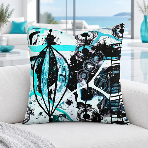 Cool-white marble resort villa with matching aqua accents