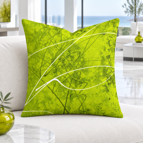 Cool-white marble resort villa with matching chartreuse accents