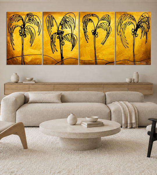 "Palm Trees Gold" Original Modern Abstract Painting