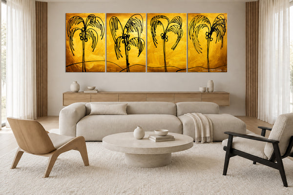 "Palm Trees Gold" Original Modern Abstract Painting