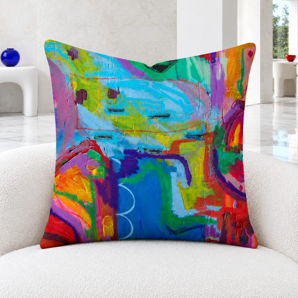 Destination Happiness 22x22 front pillow, white gallery lounge