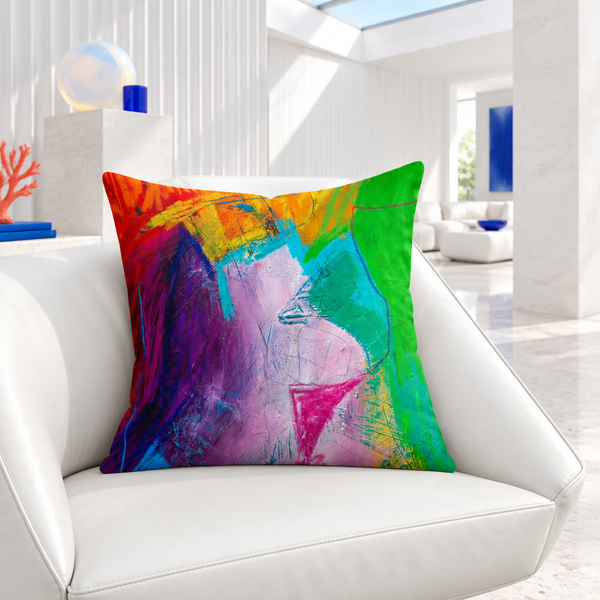 Emotions - 3 pillow in a bright white gallery room