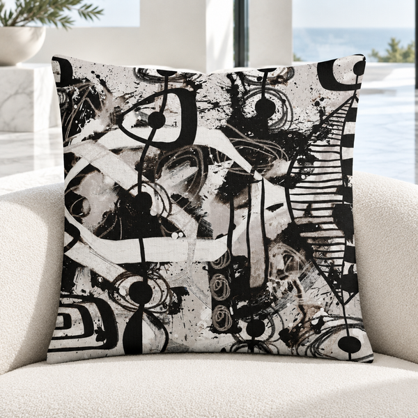 Premium Pillow "Modern Black White & Taupe - 2bc"