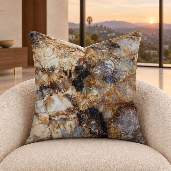 Granite pillow close up in a modern Hollywood Hills sunset interior
