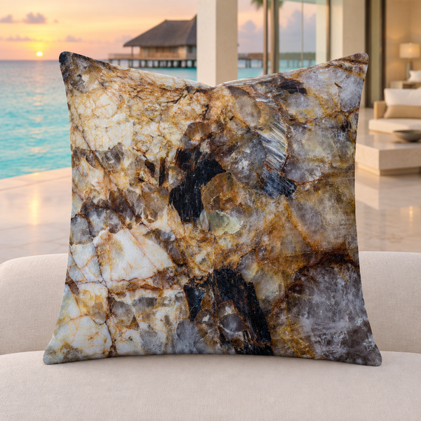 Granite pillow in a modern Maldives villa at a quiet natural sunset
