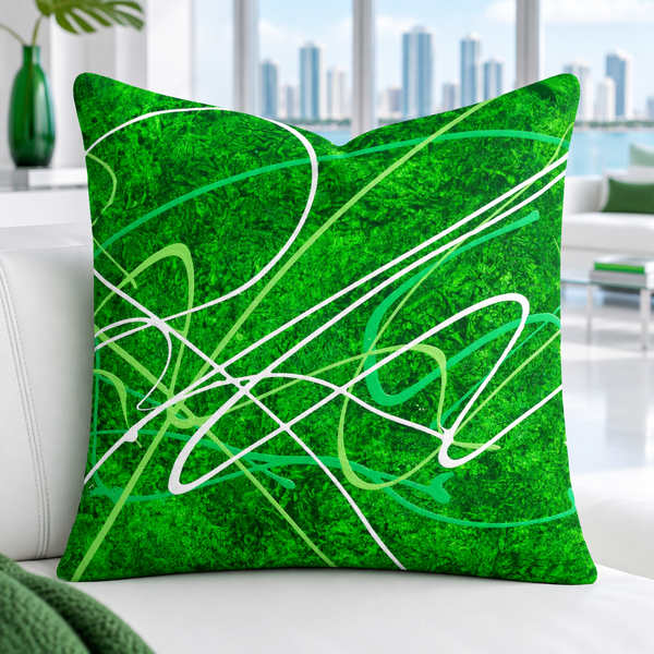 Green Energy close-up in a modern white-and-green Miami loft
