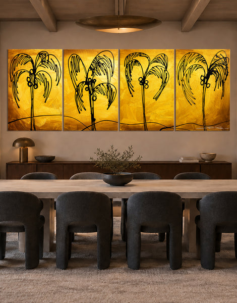 "Palm Trees Gold" Original Modern Abstract Painting
