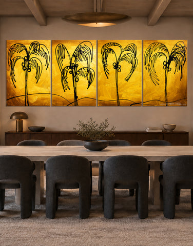 "Palm Trees Gold" Original Modern Abstract Painting