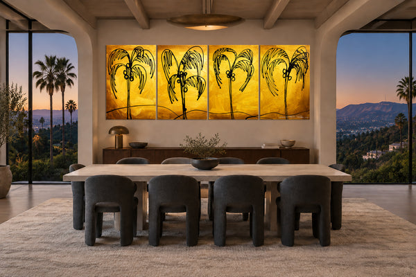 "Palm Trees Gold" Original Modern Abstract Painting