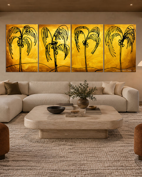 "Palm Trees Gold" Original Modern Abstract Painting