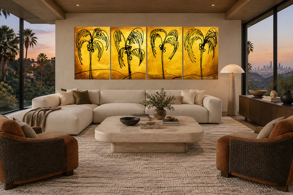 "Palm Trees Gold" Original Modern Abstract Painting