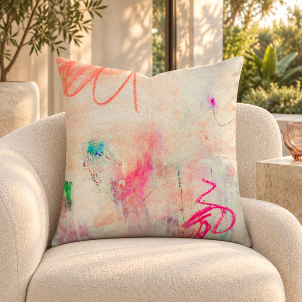 Tenderness pillow in lush creamy-white modern garden residence