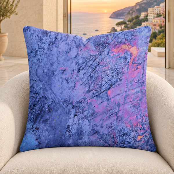Sunrise pillow upright in a modern Positano villa at understated sunset
