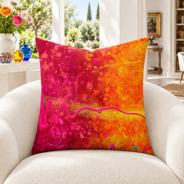 Summertime - 2 pillow in white garden room with colorful flowers