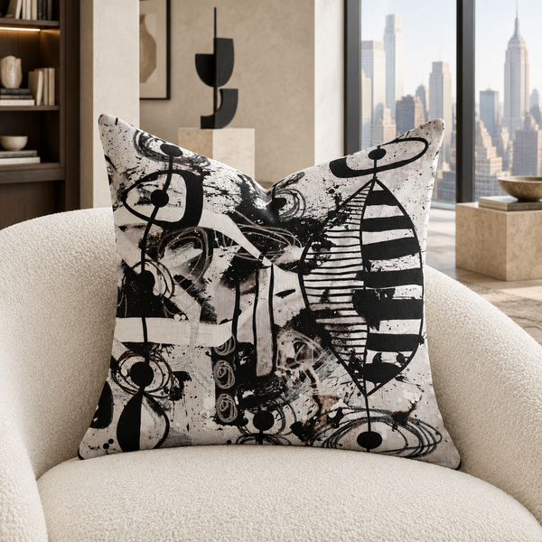 Modern Black White and Taupe 2bc 22-inch pillow in bright white private gallery