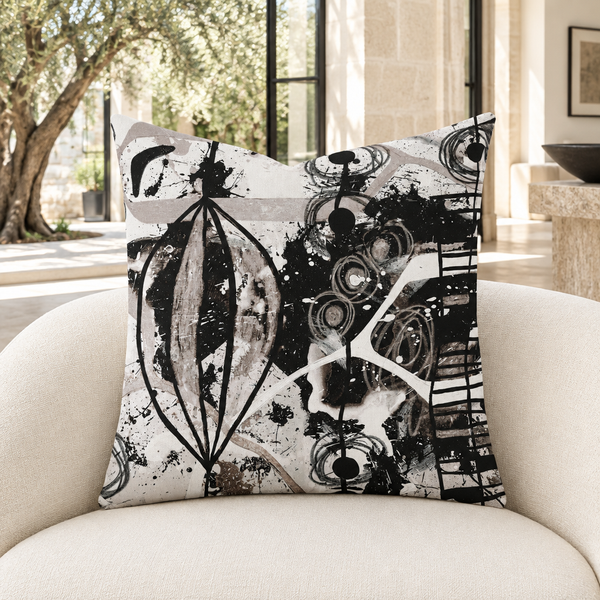 Modern Black White and Taupe 1ab 22-inch pillow in bright stone gallery villa