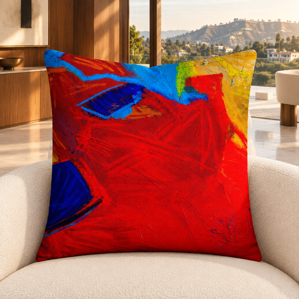Emotions 2 pillow upright in a warm Hollywood Hills mansion