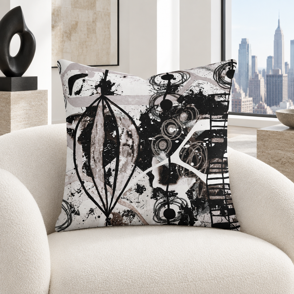 Modern Black White and Taupe 1ab 22-inch pillow in bright white city gallery