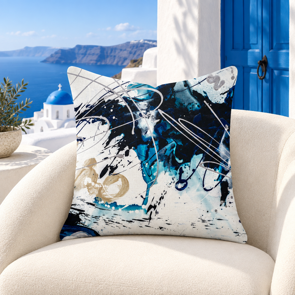 Nautical 2 pillow in Santorini villa with blue door