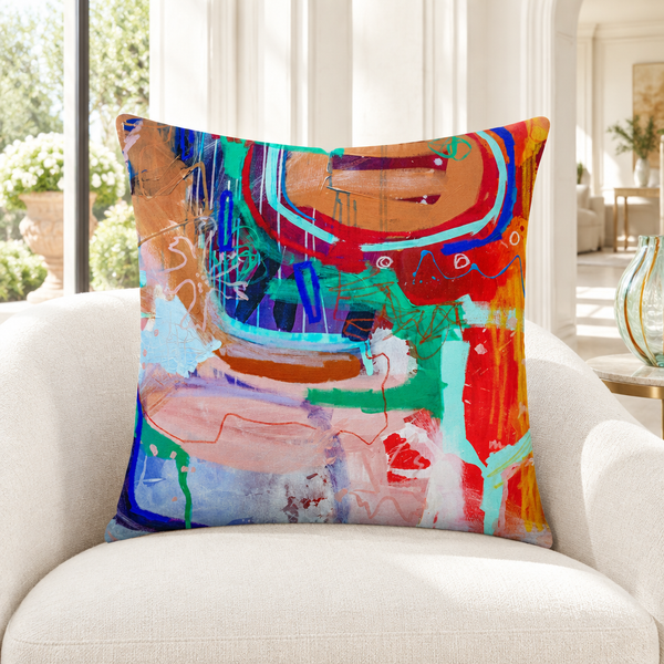 Reminiscence 2 pillow in bright white villa with matching light glass