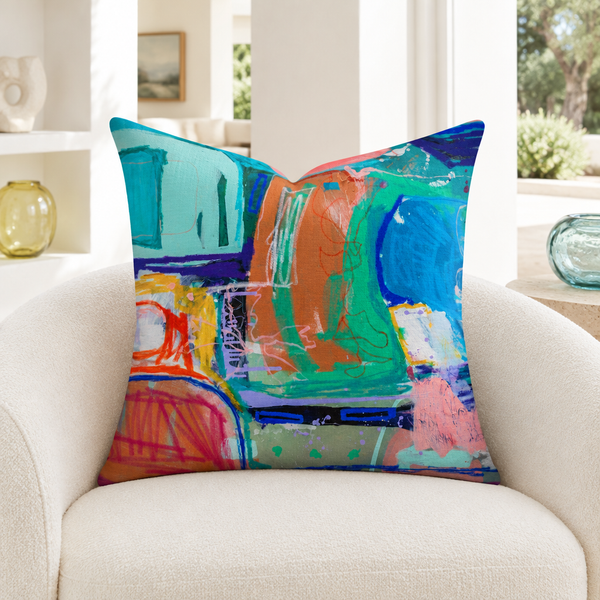 Reminiscence 1 pillow in bright white villa with matching light glass details
