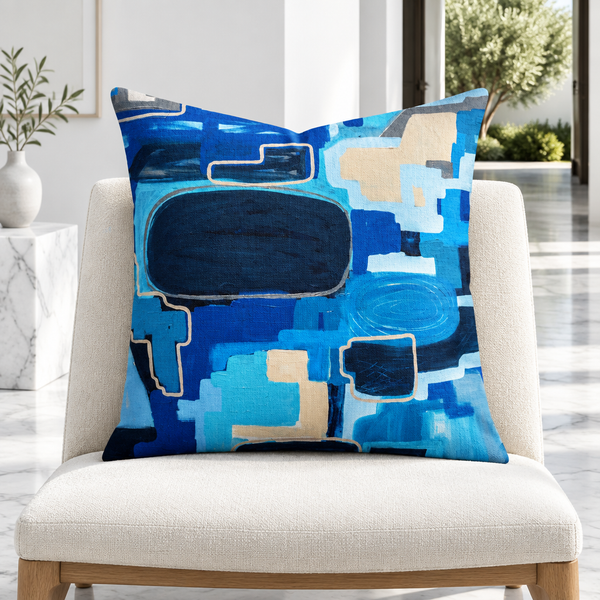 In the City pillow upright in a modern Malibu courtyard residence