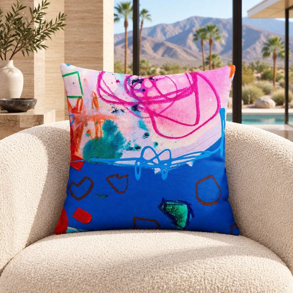 A Vibrant Life 4-b pillow in Palm Springs desert villa