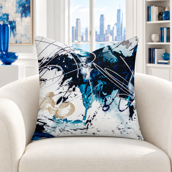 Nautical 2 pillow in cool white city art gallery