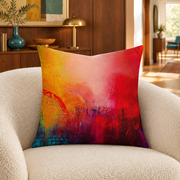 Lucid Dream 22-inch pillow in mid-century walnut collector room