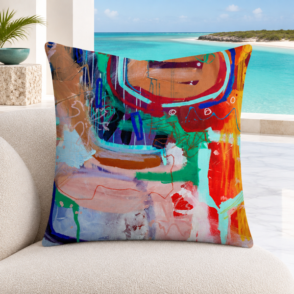 Reminiscence -2 pillow with restrained matching accents in a Turks and Caicos villa