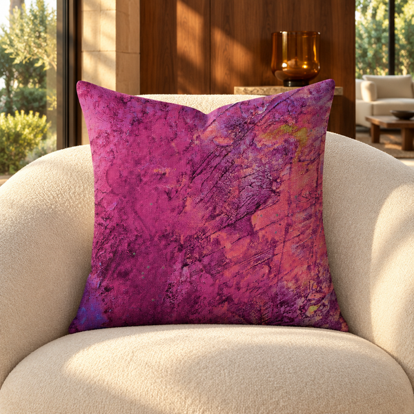 Amazing Sunset 22-inch pillow in walnut and limestone luxury room
