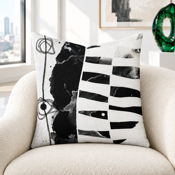Modern Black White 2-1 pillow in bright white gallery