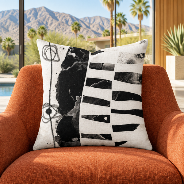 Modern Black White 2-1 pillow in Palm Springs residence