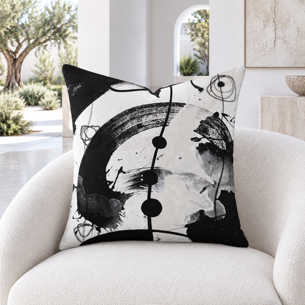 Modern Black White 2-5 pillow in white collector gallery villa