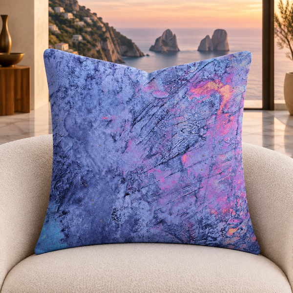Sunrise pillow upright in a modern Capri villa at understated sunset