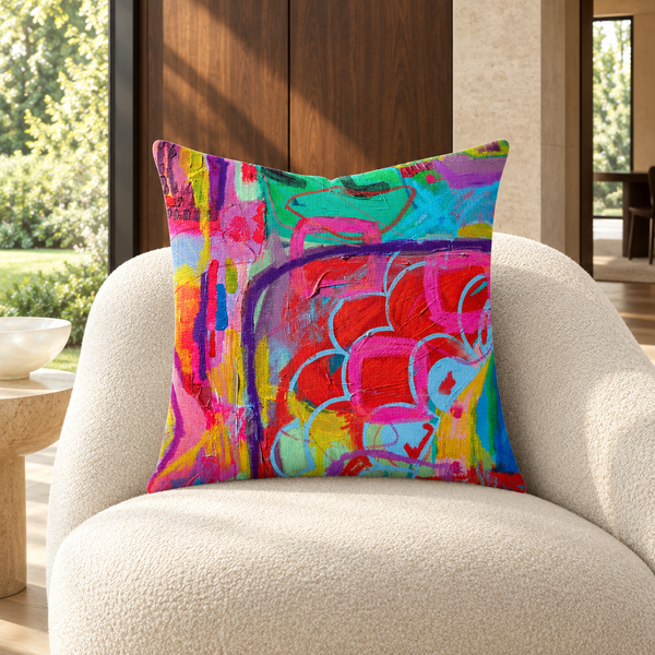 Destination Happiness 1 pillow in walnut and limestone collector residence