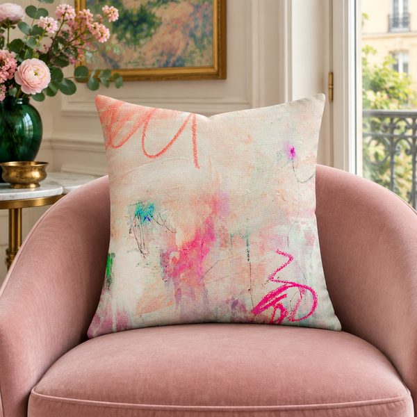 Tenderness pillow in soft blush Paris modern apartment