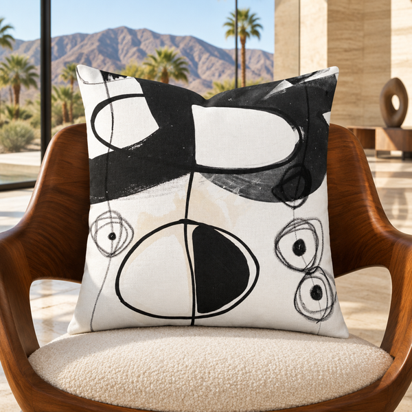 Modern Black and White 2-4a pillow in Palm Springs modernist villa