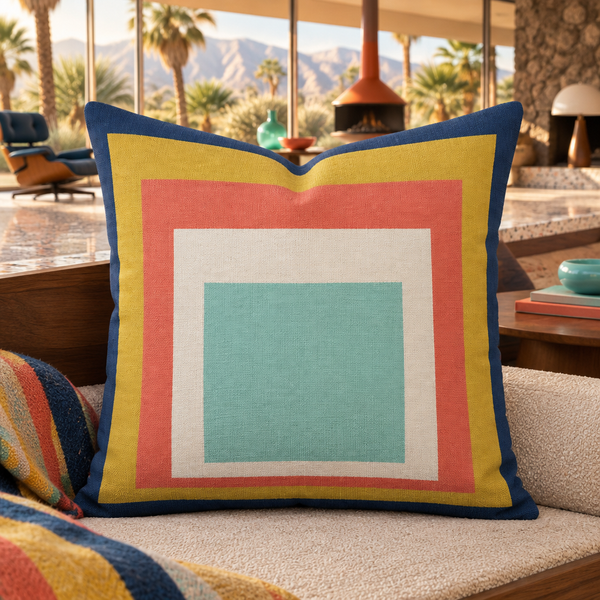 Palm Springs mid-century lounge with mountain view