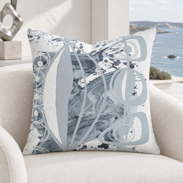 Gray 4 pillow in cool-white contemporary coastal villa