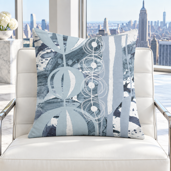 Gray 2 pillow in high-floor white Manhattan apartment