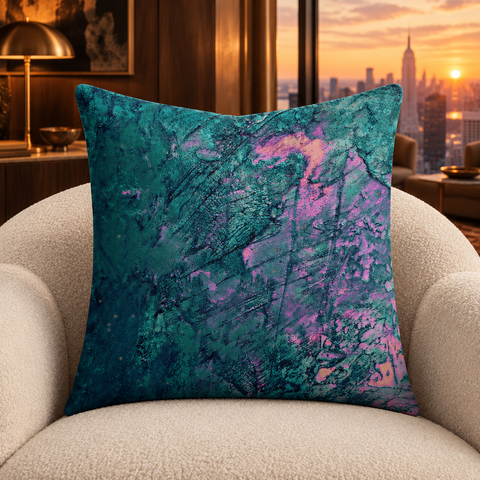 Teal pillow in Manhattan luxury apartment