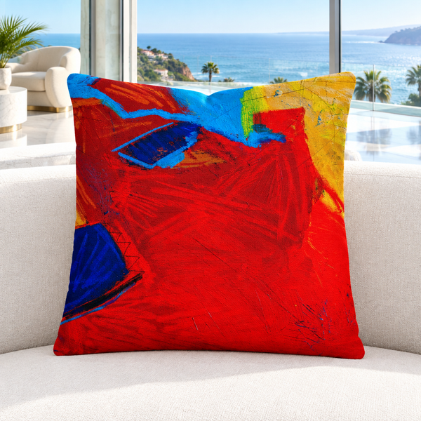 Emotions 2 pillow upright in a bright Malibu oceanfront penthouse