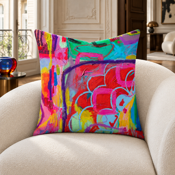 Destination Happiness 1 pillow in a refined Paris collector apartment