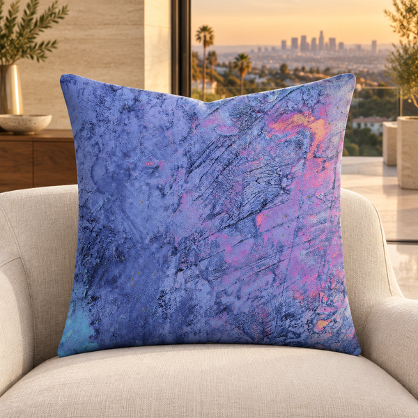 Sunrise pillow upright in a warm modern Hollywood Hills villa