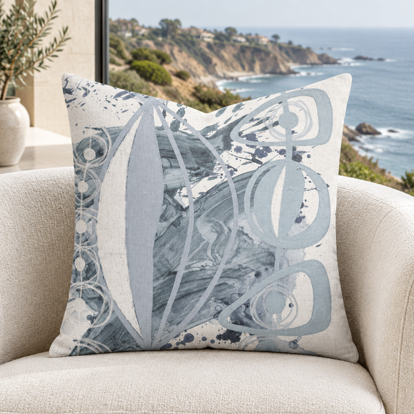 Gray 4 pillow in Malibu cliffside residence