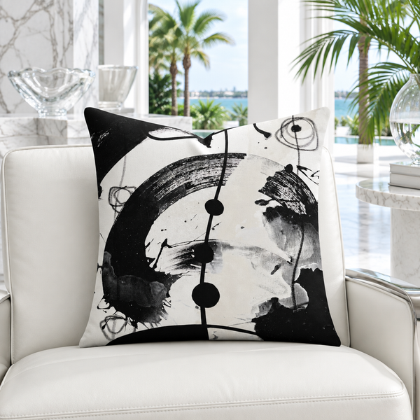 Modern Black White 2-5 pillow in white marble Palm Beach villa